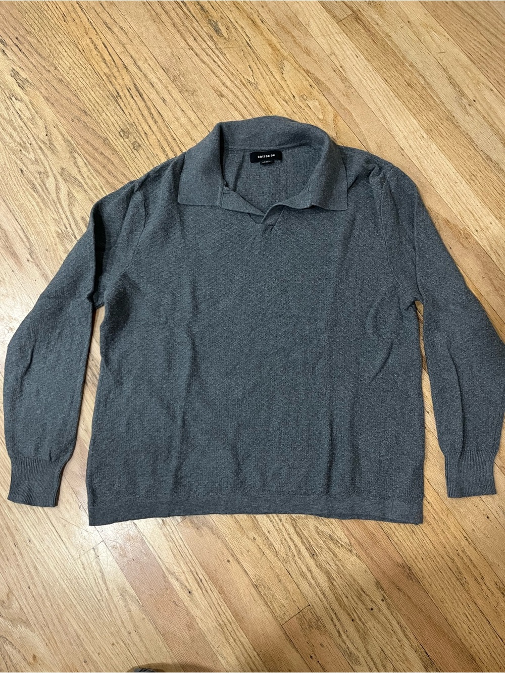 Cotton On Dark Gray Polo Knit Pullover